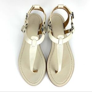 Frye Rachel Ring T Strap Leather Sandals Off White Size 9.5
